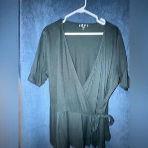 LOFT dark green wrap top